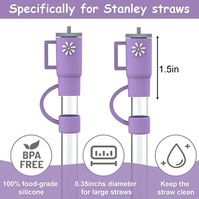AIERSA Straw Cover Cap,4Pcs Silicone Straw Topper Compatible with Stanley  30&40 Oz Tumbler with Handle