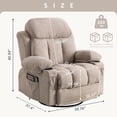 thumbnail image 6 of IMKHK Massage Rocker Recliner Chair, Modern Fabric Lounge Chair with Heat and Massage for Adults, Swivel Recliner Chair with Side Pockets, 2 Cup Holders, USB Charge Port for Living Room, Beige, 6 of 8
