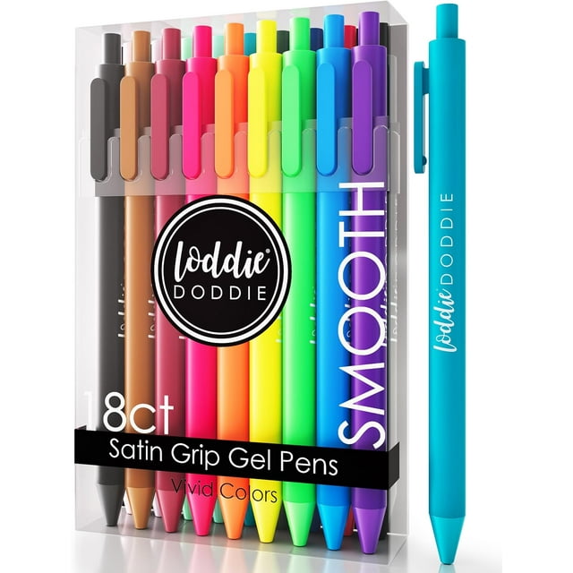shiyou-Retractable Gel Pens with Satin Barrel - Fine Point - 18 Bright Color Pens for Bullet Style Journals, Notebooks, Planners, Calendars, Notes & Drawing, Use at Home, Office, School, Crafts