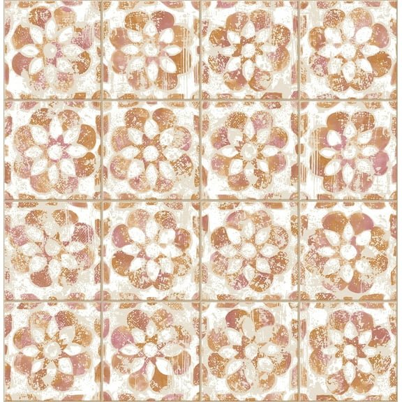 Advantage Izeda Coral Floral Tile Wallpaper
