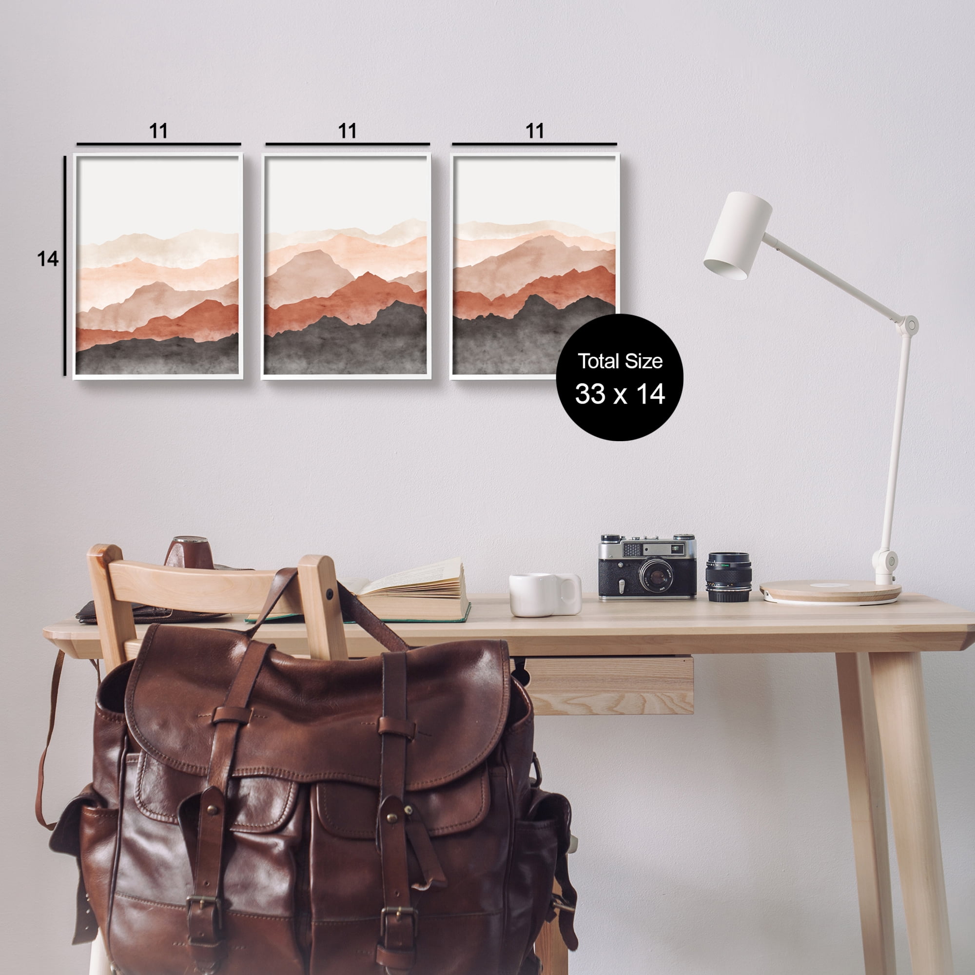 Stupell Southwestern Crags Mountain Peaks Landscape Painting White Framed Art Print Wall Art, Set of 3