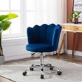 thumbnail image 2 of Desk Chairs With Wheels, Shell Design Swivel Barber Vanity Executive Office Chair With No Arms For Living Room Bedroom, Blue, 2 of 7