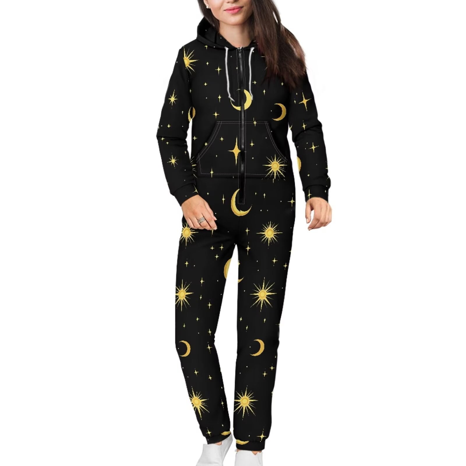 POLERO Mens Onesie Pajamas Hooded Goth Skull Floral Halloween Onesie Unisex Adult Zip Up Jumpsuit Loose Fit One Piece Pajamas for Women Men Couple Cosplay, Size XL