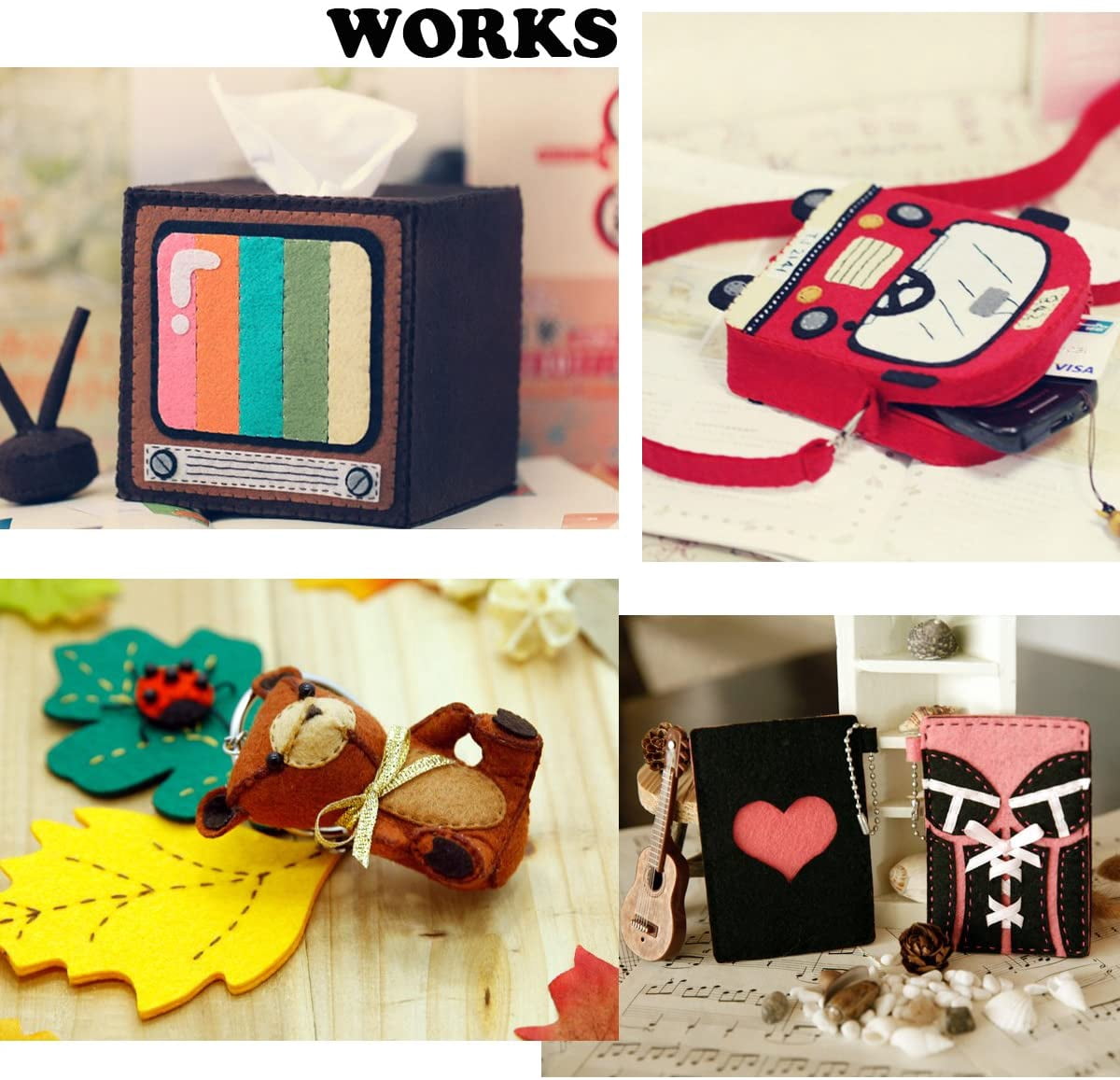 88pcs 4 x 4 inches (10 x 10cm) Assorted Color Mini Felt Fabric Sheets Patchwork Sewing DIY Craft 1mm Thick