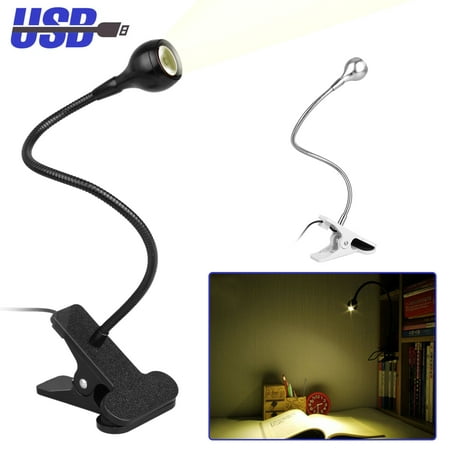 TSV LED Clip On Light, 360° Angle Changeable Gooseneck Reading Light, USB Rechargeable Clip On Lamp, Perfect Desk Lamp for Reading, Studying,