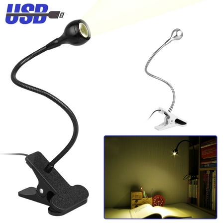 Rechargeable Study Lamp TSV LED Clip On Light, 360° Angle Changeable Gooseneck Reading Light, USB Rechargeable Clip On Lamp, Perfect Desk Lamp for Reading, Studying, Working ()