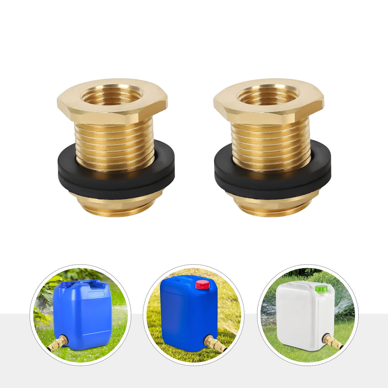 Hourleey Solid Brass Bulkhead Fitting, 1/2 Female 3/4 Male GHT Solid  Brass Water Tank Connector Theaded with Rubber Ring (2-pack)