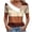 Brown, variant on Womens Short Sleeve Summer Shirts Asymmetrical Neck Button Blouse Dressy Casual Tunic Tops