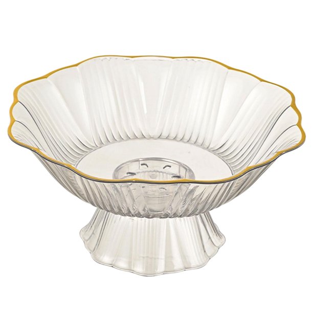 Tazón de frutas con base para aperitivos y dulces, elegante, redondo, moderno, multiusos Claro