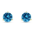thumbnail image 2 of 2.00Ct Round Cut Blue Diamond Solitaire Stud Earrings in 14k Yellow Gold Plated, 2 of 2