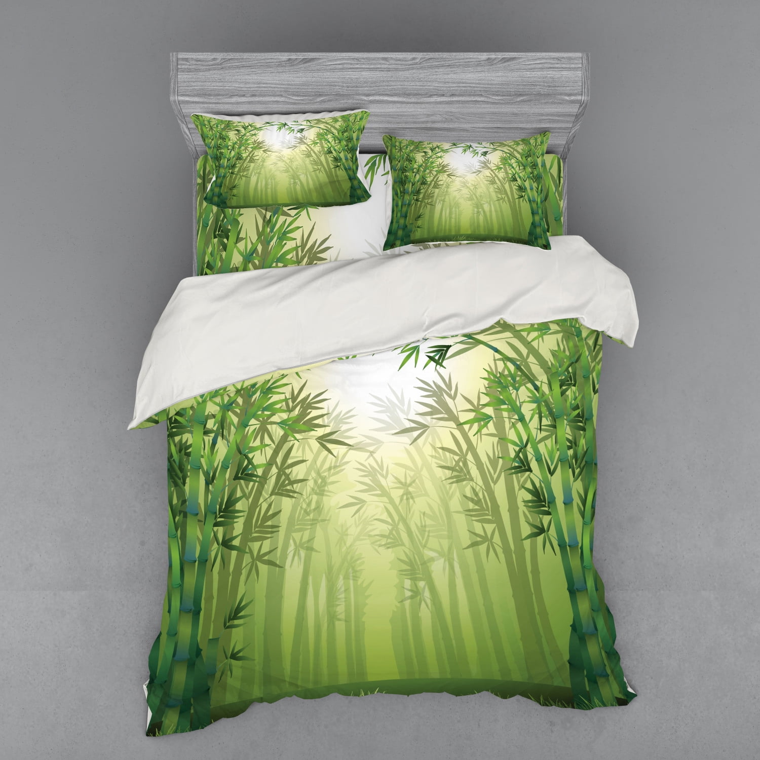 Bamboo Duvet Cover Set, Image of Bamboo Trees in Rain Forest Far Eastern Wildlife Tropical