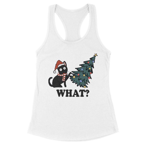 What Christmas Cat Tank Top Fitted Racerback Women's Large White