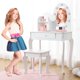thumbnail image 1 of Blanca de madera princess makeup vanity escritorio con mirror lights, 3 light modes y cajones para girls, 1 of 7