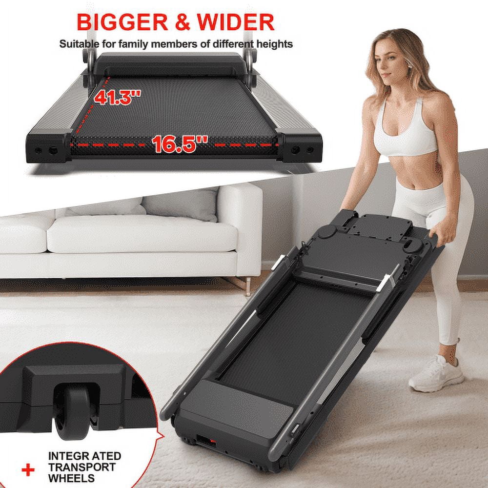 Foldable Treadmill with Incline, Walking Pad Treadmill with Adjustable Height & Desk Workstation, 300 LBS Weight