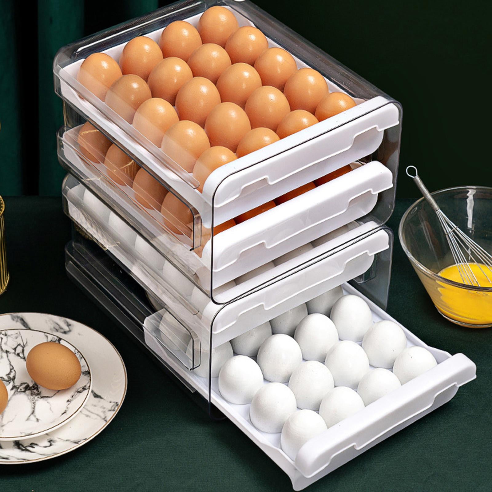 Fiocias Egg Holder Clear Stackable Storage Container Large Capacity Eggs Tray Bins for