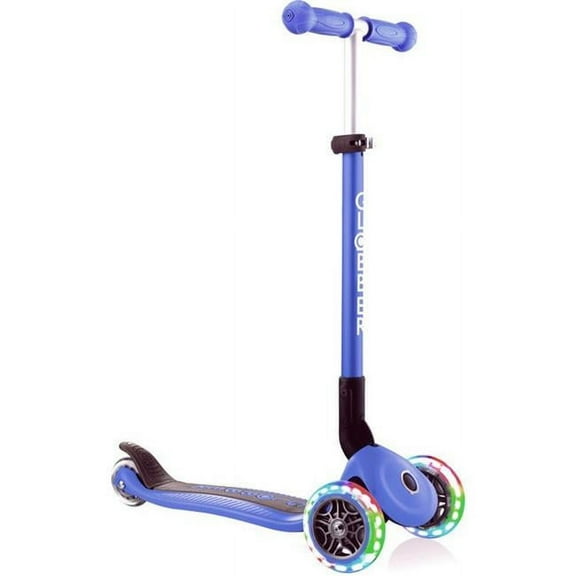 Globber Primo Foldable Scooter with Lights, Navy Blue