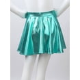 thumbnail image 6 of YIZYIF Girls Shiny Metallic Crop Top with Ruffled A-Line Skirt Skort Teens Jazz Hip Hop Modern Dance Costume Lake Green 8, 6 of 7