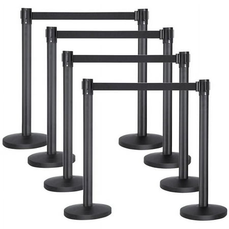 Alden Design 8 Pack Stanchion Crowd Control Rope Barrier Stanchion Queue Barrier 6.5' Retractable Belt