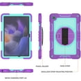 thumbnail image 4 of ELEHOLD Rugged Case for Samsung Galaxy Tab A9 Plus 11.0"(2023) Three-Layer Hybrid Muti-Functional Case with 360° Rotating Kickstand Handstrap Crossbody Shoulder Strap Shockproof Case, Purple + Mint, 4 of 7