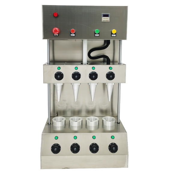 Commercial Electric 4 Heads Pizza Cone Forming Machine Stainless Steel with 4 Dies for Restaurant Bakery Cafe