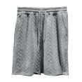 thumbnail image 6 of AWARDER Men's Summer 2-Piece Set, Knitted Solid Color Jacquard Short Sleeve T-Shirt and Casual Shorts, Breathable Lounge Outfit For Spring and Summer Season,Light Gray,3XL, 6 of 9