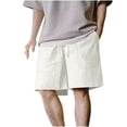 thumbnail image 2 of Vibrex Men's Shorts, Summer Men's Casual And Fashionable Solid Color Drawstring Elastic Waist Shorts,Men's Shorts with Zipper Pockets White_XL, 2 of 9