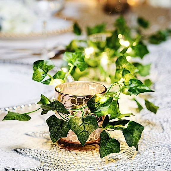 BalsaCircle 7 feet Green Ivy Leaf Garland Battery Operated LED String Lights Wedding Party