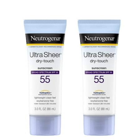 Invisible Daily Sunscreen Lotion with SPF 55- Sweat & Water Resistant Sun Block Lotion for 80 Minutes | Moisturizing & Quick Drying Skin Sun Protection| 1 Pack: 3 OZ Per Pack, Pack of 2