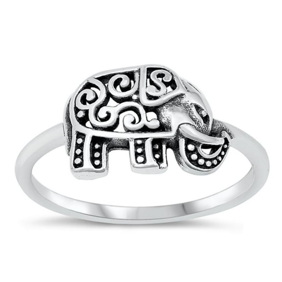 Ornate Bali Elephant Ring .925 Sterling Silver Band Jewelry Female Male Unisex Size 9