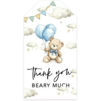 Koyal Wholesale Baby Blue Thank You Beary Much Baby Tags for Favors We Can Bearly Wait, 20 Pack