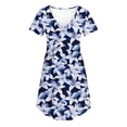 thumbnail image 6 of Nmnitkp Dresses for Women Casual Summer T-Shirt Dress, V-Neck Short Sleeve Empire Waist Loose Fit Flowy Mini Dress with Pockets, Solid Color for Everyday & Vacation Wear Blue,XL, 6 of 7