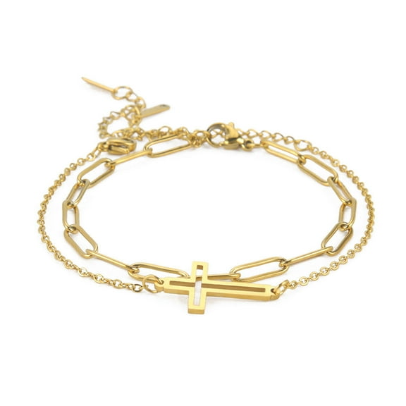 Women's Fashionable Elegant Stainless Steel Double-layer Bracelet