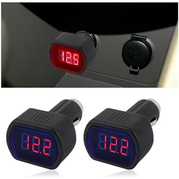 Car LED Cigarette Lighter Voltage Meter,Digital Display Car Battery Monitor 12V,Universal Electric Battery Voltage Meter Car Accessories for Most Cars Trucks SUVs Motorcycles (2PCS) 2PCS 2PCS