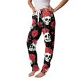 thumbnail image 4 of Hearthz Funny Spooky Graphic Women's Pajama Pants Elastic Drawstring Jogger Pants Casual Soft Halloween Cuffed Ankle Womens Trouser Pants, 4 of 5