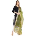 thumbnail image 3 of eloria Floral Green Woman's Indian Ethnic Chunni, Dupatta, Stole, Scarf Shawl Wrap Gotta Patti, Tafata Silk, 3 of 4