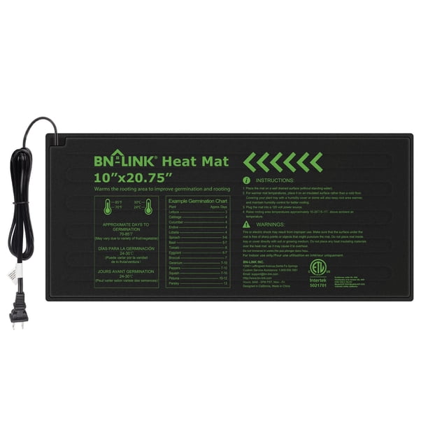 Bn-Link Alfombrilla Térmica Duradera Para Plántulas, Almohadilla Térmica Hidropónica Cálida, Resistente Al Agua, 10 "X 20,75" Para Inicio De Semillas En Invernadero Y Germinación