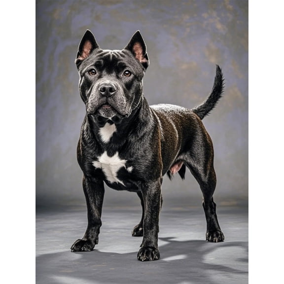 5D Diamond Art DIY Kits Black Staffordshire Bull Terrier Diamond Painting Full Round Drill Crystal by Number Embroidery Arts and Crafts for Living Room Bedroom Home Wall Decor 12x16 inch
