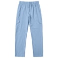 thumbnail image 3 of Linen Cargo Pants for Men Relaxed fit Drawstring Elastic Waist Beach Pants Summer Casual Multi Pockets Hiking Pants, L, 3 of 4