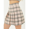 thumbnail image 3 of A2Y Women's Check Plaid Print Zipper School Pleated Skirts Mauve S, 3 of 3