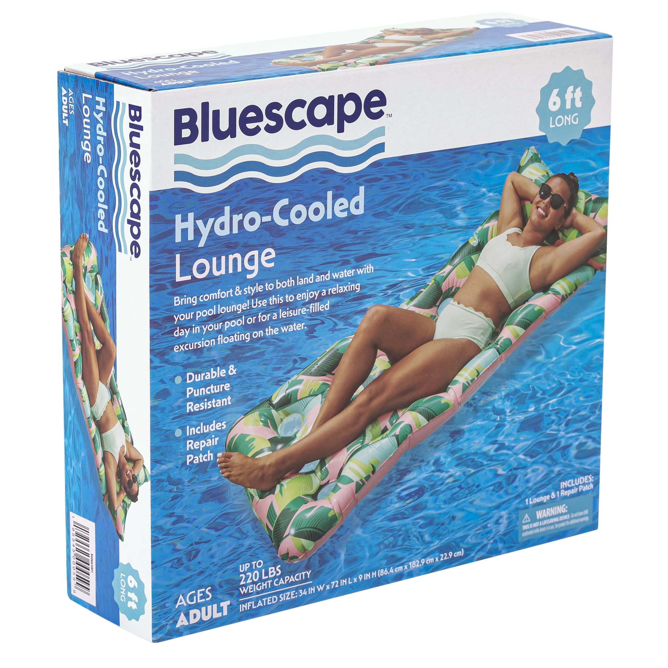 Bluescape Green Hydro Cooled Inflatable Water Lounge, Pool Float, Adults, Unisex