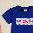 thumbnail image 5 of Boy 4th of July Outfits Toddler Boy Clothing Sets Stylish USA Embroidered T-Shirt & Gingham Shorts 2-Piece Outfit, 5 of 6