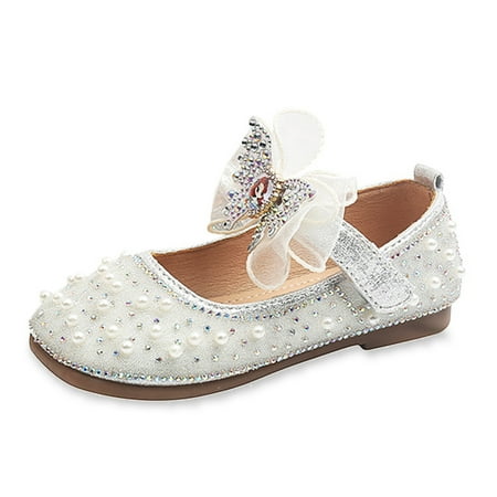 

Lovebay Kids Girls Pearls Rhinestone Butterfly Dress Shoes Mary Jane Flat Shoes(5 Toddler-2 Little Kid)