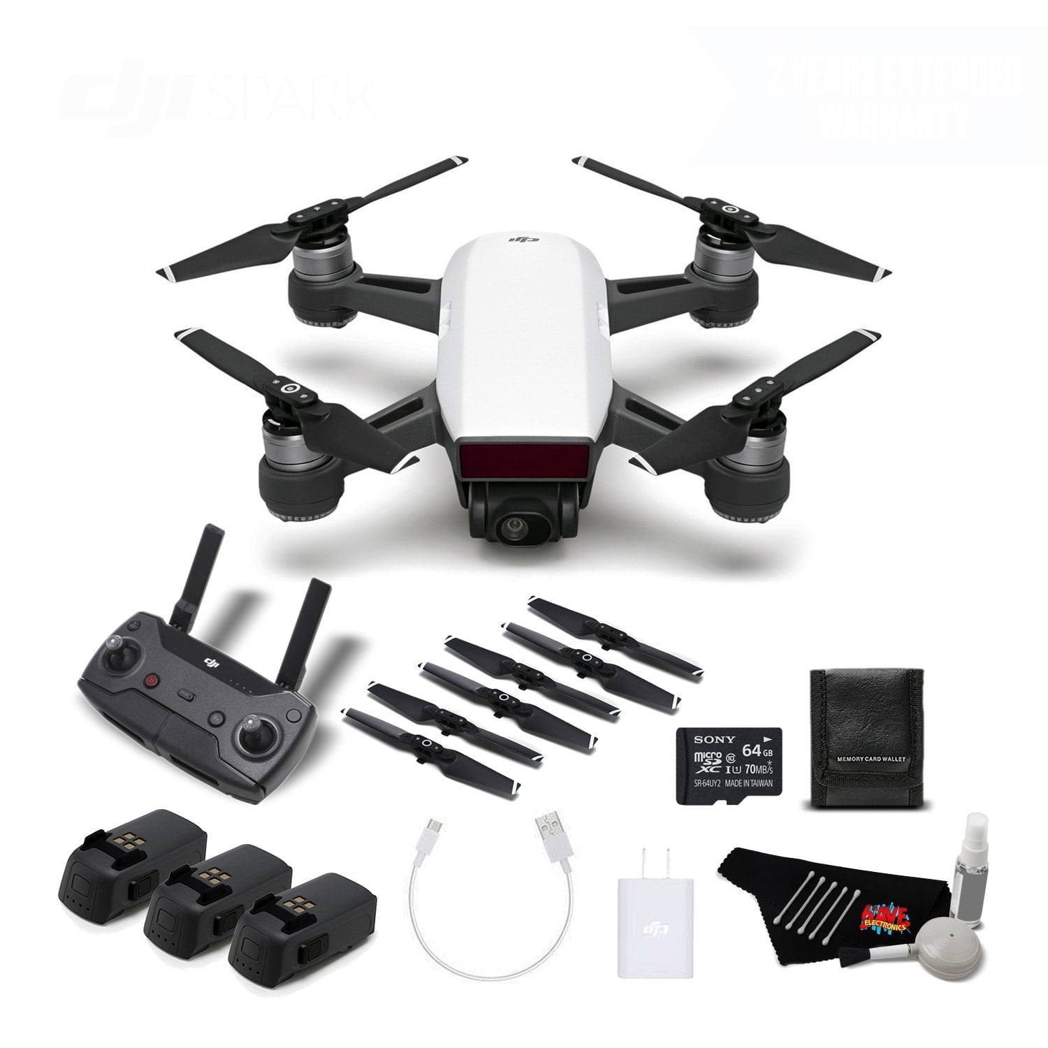 Alpine White Dji Spark Quadcopter Drone With Camera Controller Dji