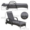thumbnail image 2 of Outdoor Wicker Chaise Lounge Chair with 5-Level Adjustable Backrest, PE Rattan & Steel Frame, Cushioned Sun Lounger with Wheels for Pool, Patio, Garden, Deep Coffee & Med Grey, 2 of 7