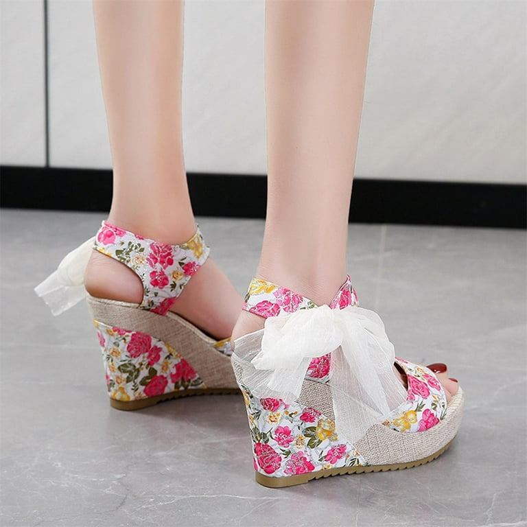 KBODIU Women s Wedge Heels Women Wide Width Heels Sandals Fish Mouth Wedges Wedge Heel Lace Up High Heels Luxury Sandals Wedding Heels Prom Heels