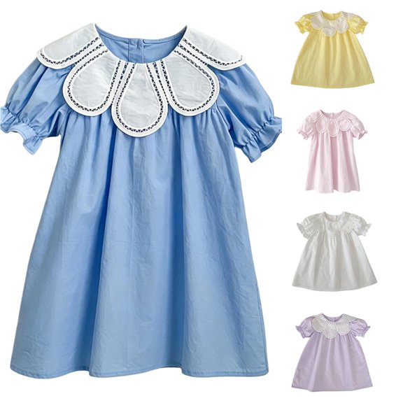 Kids Dress Short Sleeve Twirling Charming Sweet Graceful Blend for Summer and Casual Dress Set
