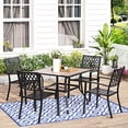 thumbnail image 2 of MFSTUDIO 5 Piece Patio Dining Table Set, 4 Metal Stackable Chairs and 37" Square Outdoor Dining Table with Umbrella Hole, 2 of 4