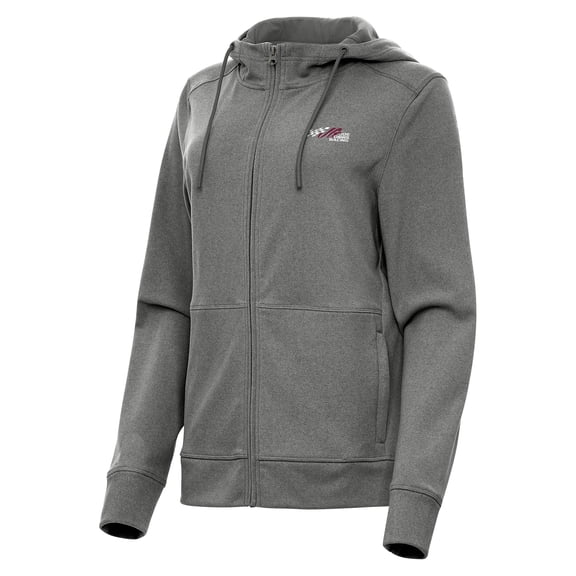 Women's Antigua Heather Black Joe Gibbs Racing Seeker Full-Zip Hoodie Jacket