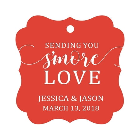Darling Souvenir Custom Hang Tags Sending You S More Love Favor Gift Tags Personalized Fancy Bonbonniere Tag-Red-100 Tags