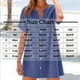 thumbnail image 3 of Wyobmus Womens Button Down Shirt Dress Summer Rolled Short Sleeve Linen Dress V-Neck Mini Dress Casual Loose Fit Tunic Dresses Navy, 3 of 5